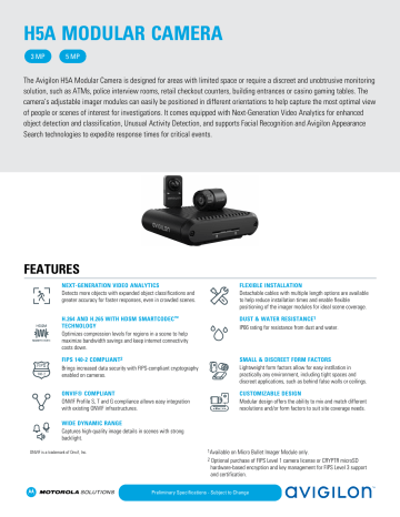 Avigilon H5A Modular Camera Datasheet | Manualzz