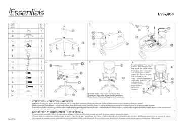 OFM Essentials by ESS-3050 3-Paddle Ergonomic Mesh High-Back Task Chair Manuel utilisateur 