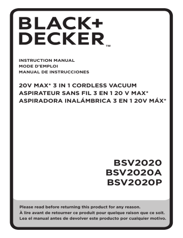 User manual Black & Decker BSV2020G (English - 40 pages)