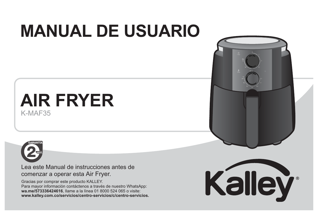 Freidora de Aire KALLEY 2Litros K-MAF2 Gris