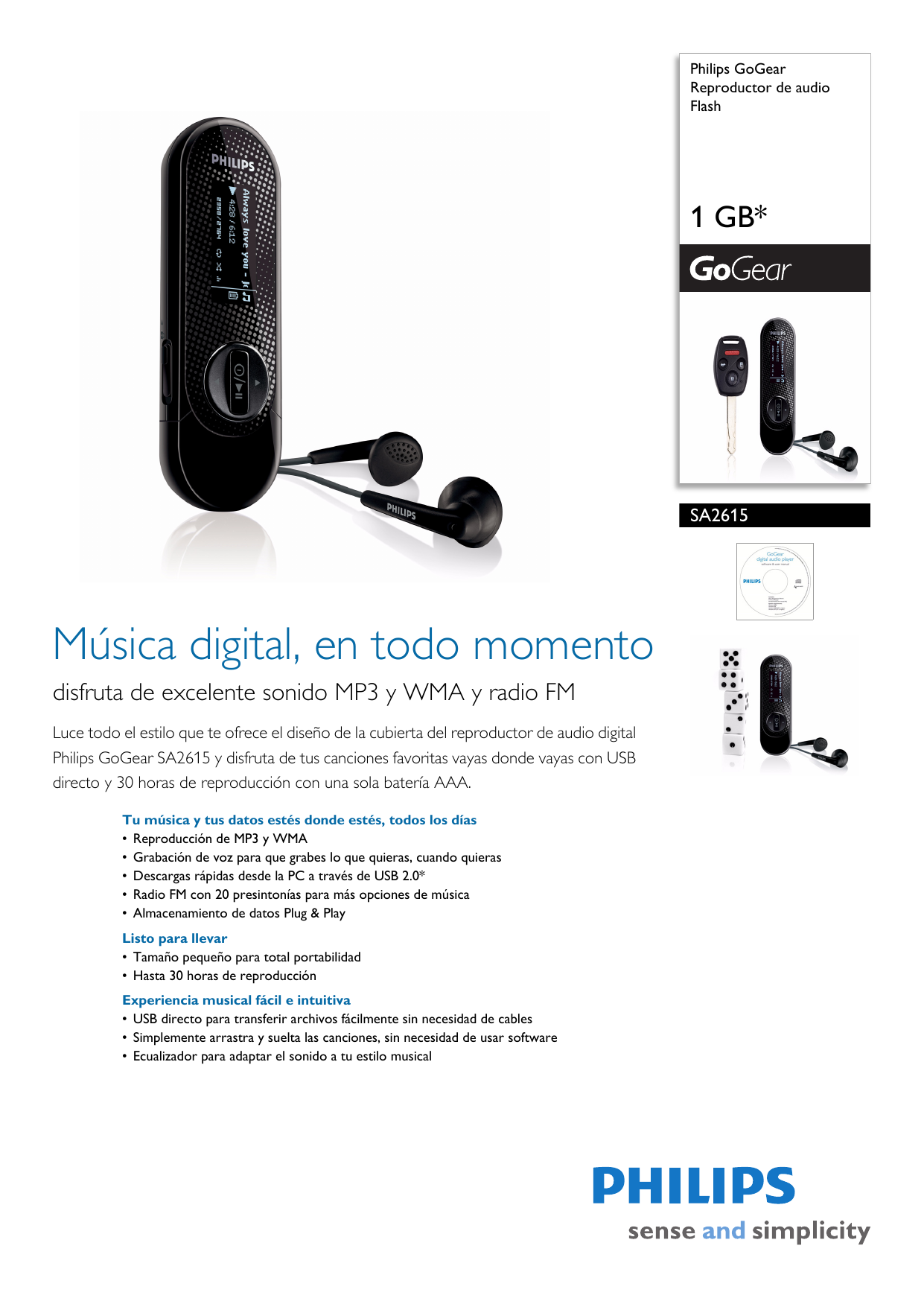 Reproductor de MP3 SA2629/55