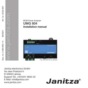 Janitza Umg 804 Installation Manual 