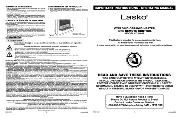 Lasko Cc Cyclonic Digital Ceramic Heater Owner Manual Manualzz