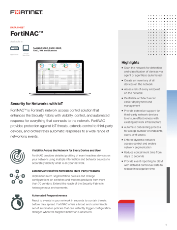 Fortinet Network Access Control (NAC) Data Sheet | Manualzz
