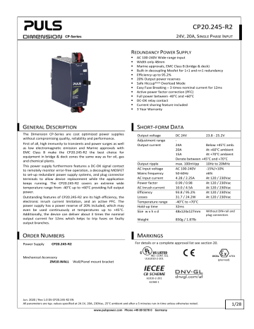 Puls CP20.245-R2 Power supply Owner's Manual | Manualzz