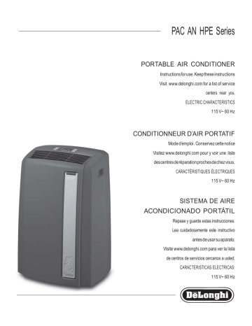 Delonghi PAC AN HPE Series Portable Air Conditioner Instructions | Manualzz