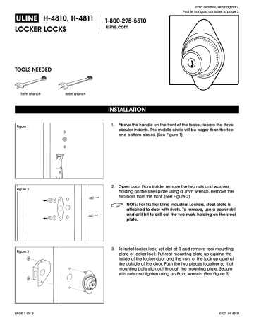 ULINE H-4810, H-4811 Locker Locks Installation Guide | Manualzz