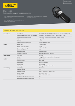 Jabra Talk 15 - Datasheet, Quick start 