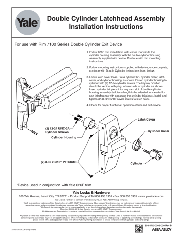 Yale 7100 Exit Device Installation Instructions Manualzz Yale 7100 Exit Device Installation Instructions Manualzz