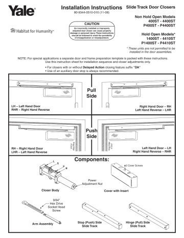 Yale 400ST Door Closer Installation Instructions | Manualzz