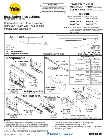 Yale 4400 Door Closer Installation Instructions | Manualzz