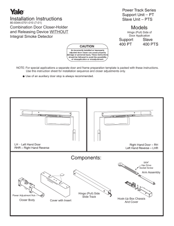 Yale 4400 Door Closer Installation Instructions 