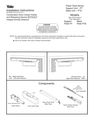 Yale 4400 Door Closer Installation Instructions | Manualzz