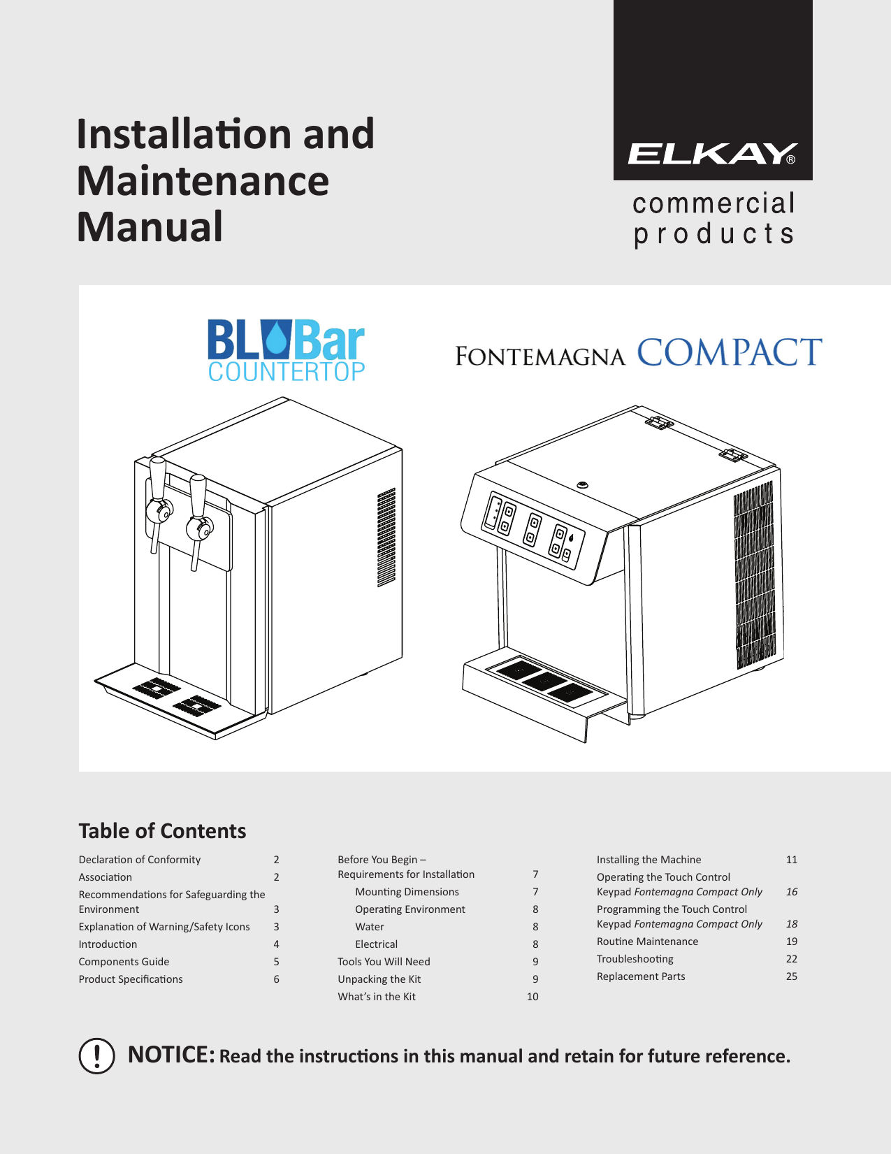 Elkay DSFCF180UVK Fontemagna Compact Countertop Water Dispenser