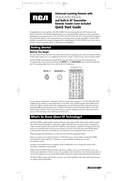 RCA RCU1010RF Quick Start Manual