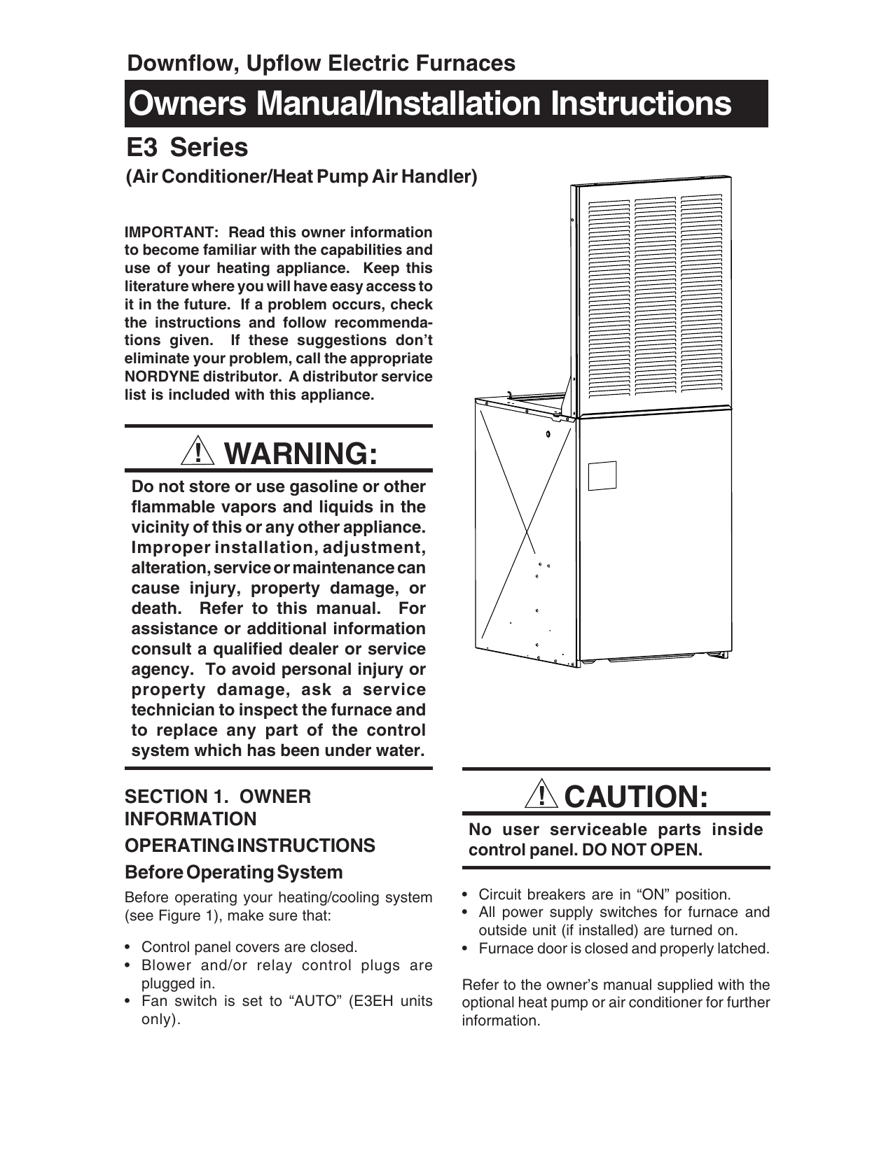 Nordyne E3EB017H Owner's Manual u0026 Installation Instructions | Manualzz