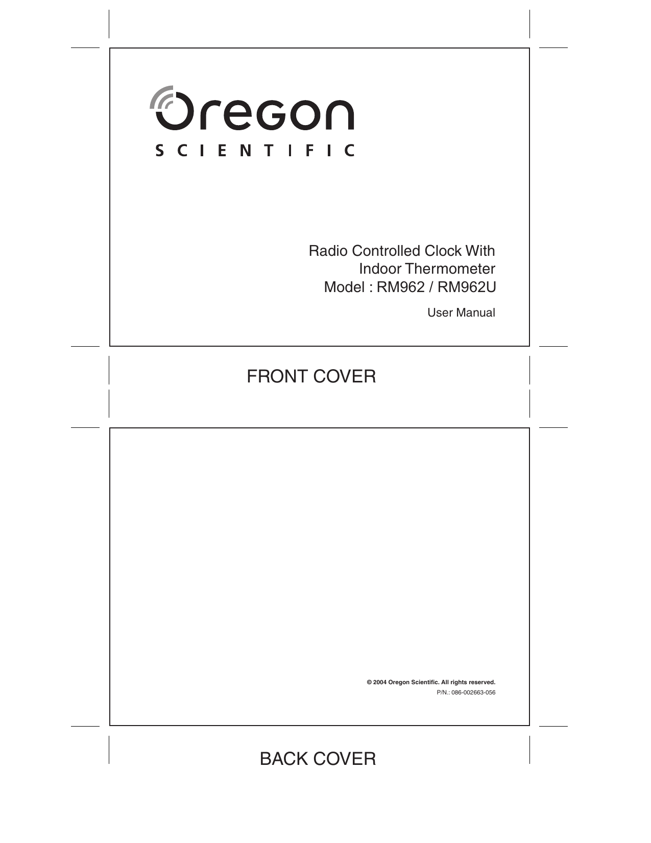 Oregon Scientific RM962 User Manual