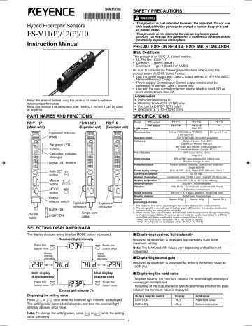 Keyence FS-V11 Instruction Manual | Manualzz