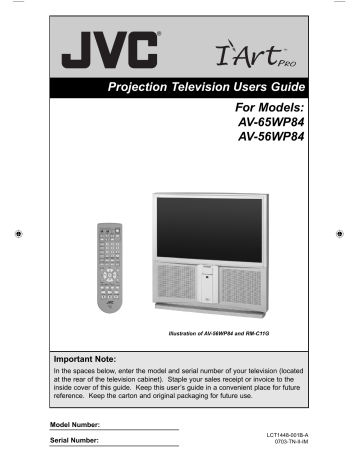 Onscreen Menu System. JVC I'Art Pro AV-56WP84, I'Art Pro AV-65WP84 | Manualzz