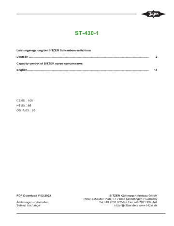 Bitzer Capacity Control Of Screw Compressors Technical Information Manualzz