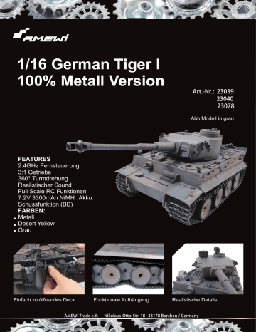 Amewi 23078 Tiger I 1:16 Professional Line III Bedienungsanleitung | Manualzz