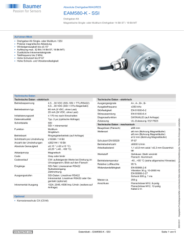 Baumer EAM580-K - SSI Absolute Encoder Datenblatt | Manualzz