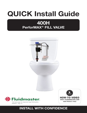 Fluidmaster 400H Fill Valve Installation Instructions | Manualzz