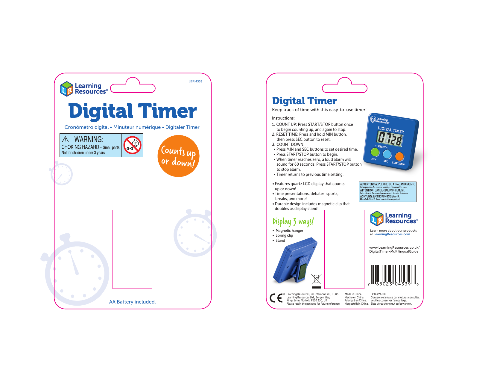 Learning Resources 4339 Digital Timer Count Down/Up