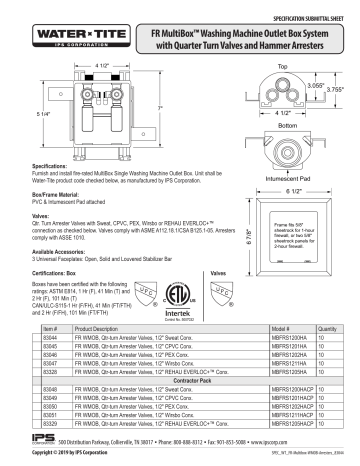 Water-Tite 83049 MultiBox™ Washing Machine CPVC Supply Box ...