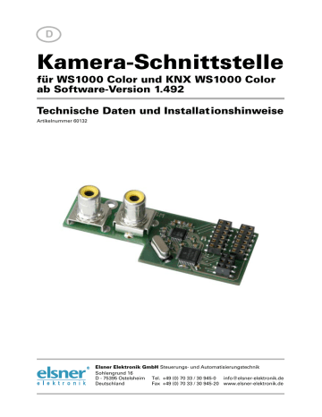 Elsner Kamera-Schnittstelle WS1000 Color Datenblatt | Manualzz